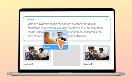 Edit videos by scene with Visla’s intuitive scene-based editing for more control and clarity.